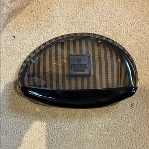 Fendi Pequin Black and Brown Striped Pouch👝